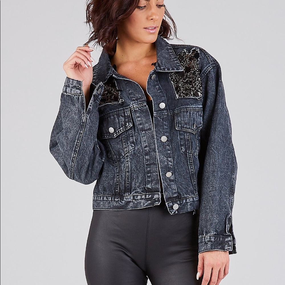 Acid black denim jacket